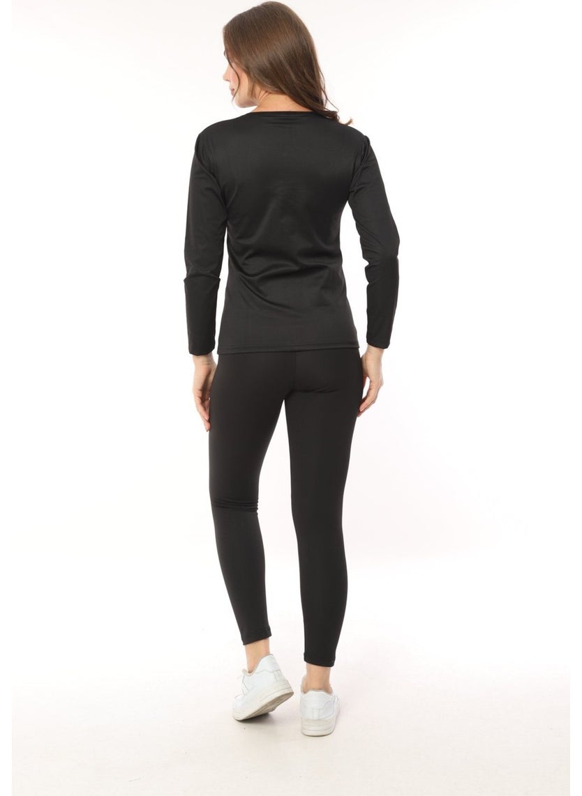 SweetSauna Zippered Long Sleeve Top and Tights Thermal Women's Two-piece Set  - Image 2