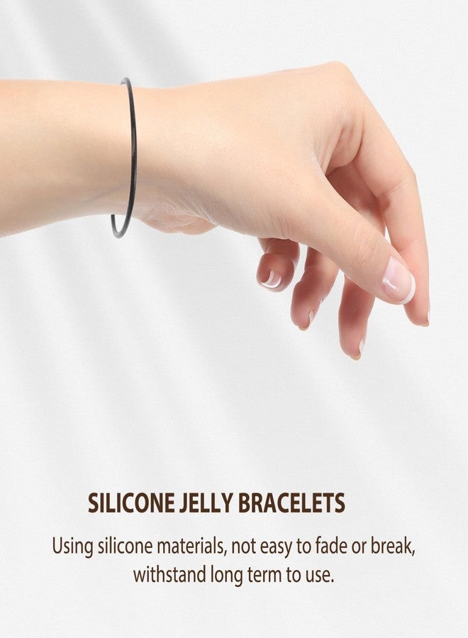 NUOBESTY نوبيستي 10 قطع أساور جيللي سيليكون سوداء - أساور مطاطية مرنة للفعاليات والحفلات والاستخدام اليومي - تصميم مريح ومرن - Image 3