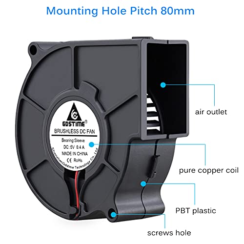 GDSTIME 7530 75mm x 75mm x 30mm 5V USB Blower Brushless Cooling Fan - Image 3