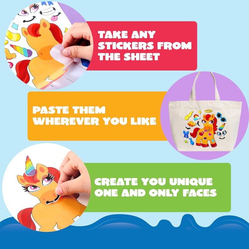 JOYIN Diverse operating method fit 24 Sheets 9"x6" Make a face Stickers for Kids, Make Your Own Monster Unicorn Stickers, Party Favors Kids Crafts, Goodie Bags Stuffers Classroom Activities Season change compatible build - Image 3