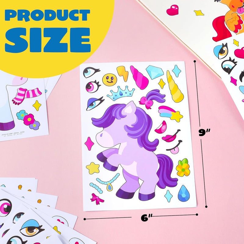 JOYIN Diverse operating method fit 24 Sheets 9"x6" Make a face Stickers for Kids, Make Your Own Monster Unicorn Stickers, Party Favors Kids Crafts, Goodie Bags Stuffers Classroom Activities Season change compatible build - Image 2