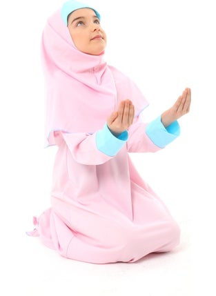 Elanesa  Girl Child Prayer Dress Flower Printed Sleeve Cuffed  - Image 3