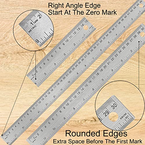 Boompark Metal Ruler 18 Inch: [1 Pieces 18 Inch] Non-Slip Cork Backing Rulers with Inch and Centimeters Prevent Ink Leakage:for School Office Drawing Engineering - Image 4