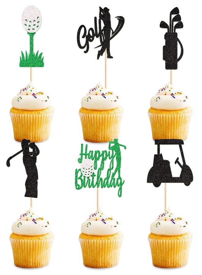 Ercadio 24 PCS Golf Cupcake Toppers Golf Theme Cake Picks for Golf Sports Player Theme Baby Shower Kids Birthday Party Cake Decorations Supplies - Image 1
