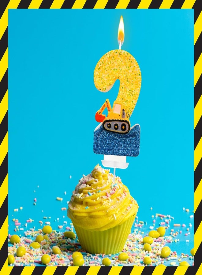 JonesLi Construction Birthday Candle -Digger Birthday Candles Numbers，Number 2 Birthday Candles，Yellow & Blue Construction Party Decorations,Excavator Birthday Decorations for Kid's Party Celebration - Image 5