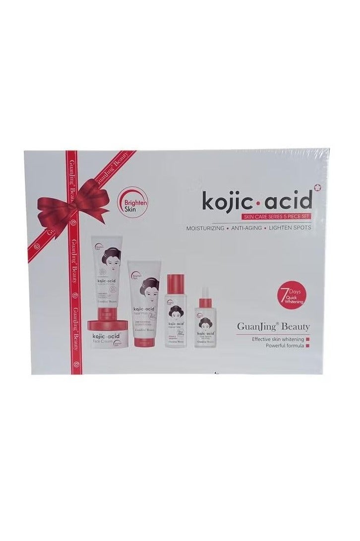 GUANJING kojic Acid Skin Care Moisturizing And Anti Aging And Lighten Spots 5 Piece Set - Image 3