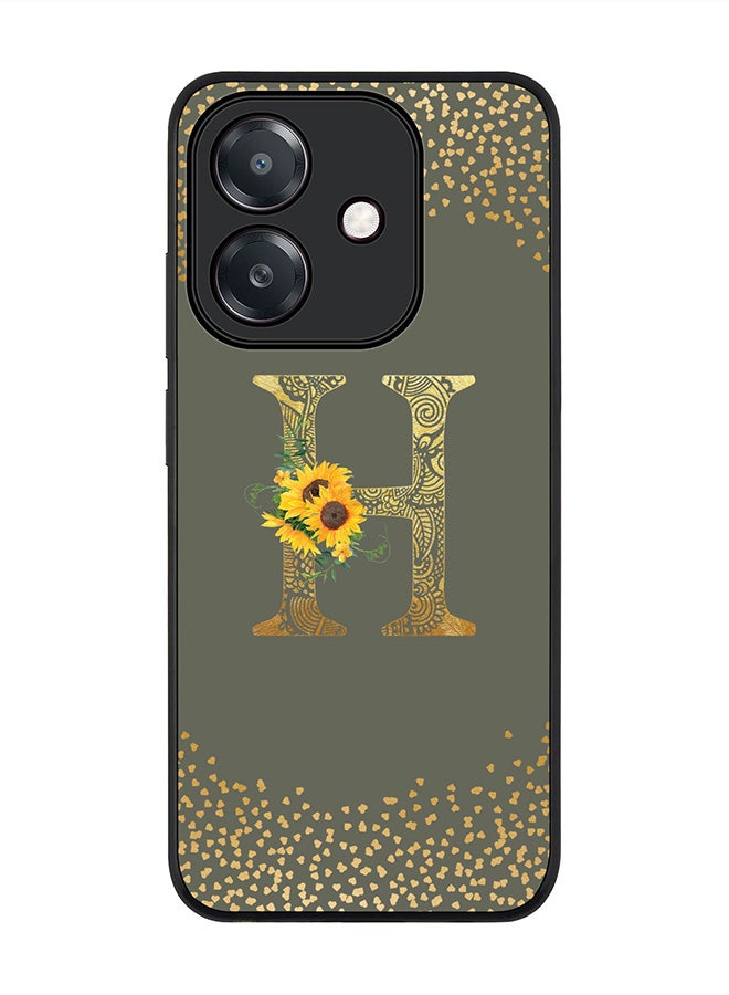 Stylizedd For Oppo A5i Case,Slim fit Camera Protection, Shockproof Thin Phone cover  - Custom Floral Monogram - H  (Olive Green )