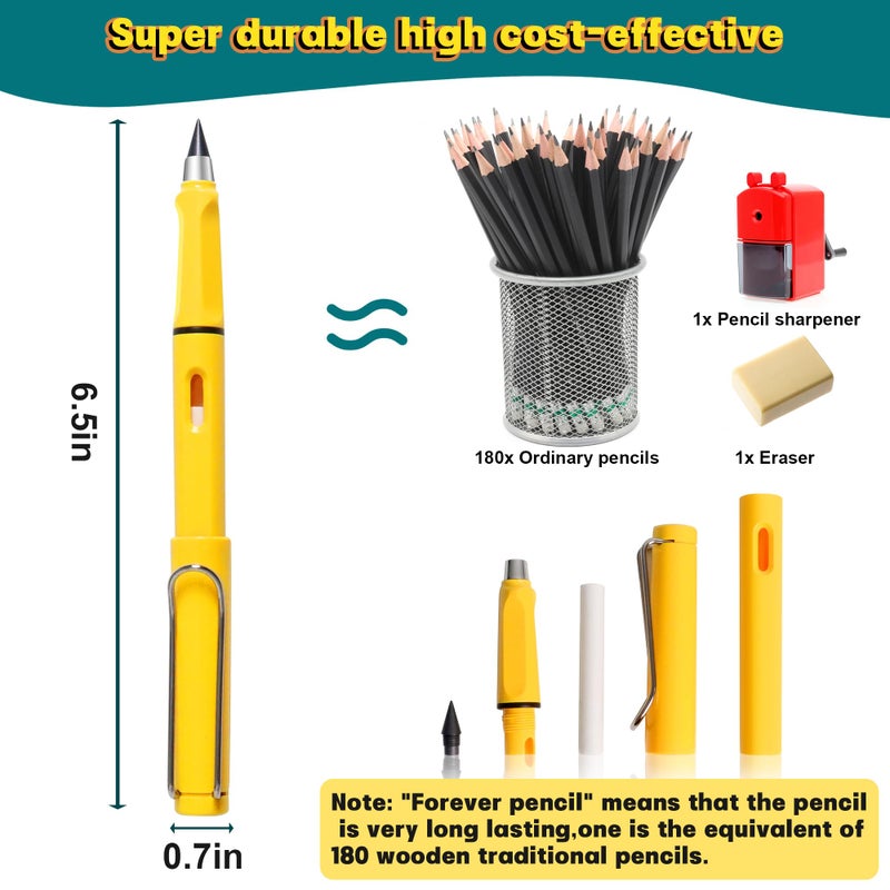 Vidotim 12Pack Forever Pencils for Kids Writing, Infinity Pencil Cute Inkless Everlasting Pencil with Eraser for Sketching (Black) - Image 4