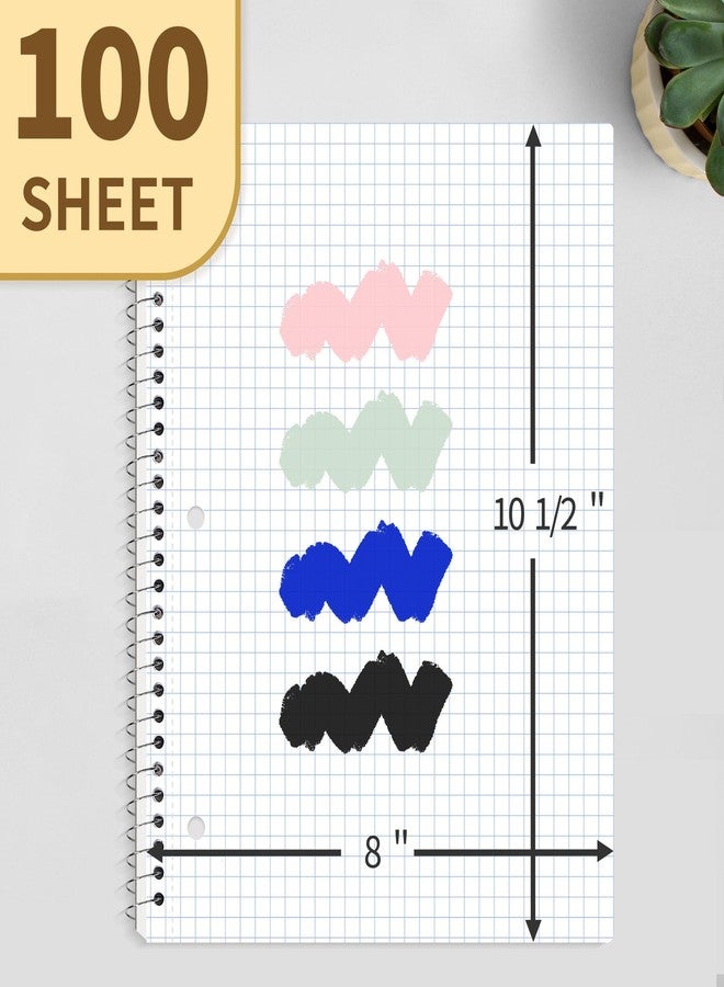 ساني دفتر ملاحظات حلزوني من SUNEE، موضوع واحد، ورق مُسطّر بيانيًا، 8 × 10.5 بوصة، 100 ورقة لكل دفتر، ورق مثقوب بثلاثة ثقوب، غلاف مقاوم للماء، دفاتر حلزونية شبكية للعمل والمنزل والمدرسة والكتابة، أخضر - Image 2