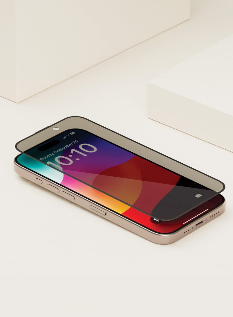 LEVELO Privacy Soft edge Twice-Tempered Glass For iPhone 15 -  Black - Image 2