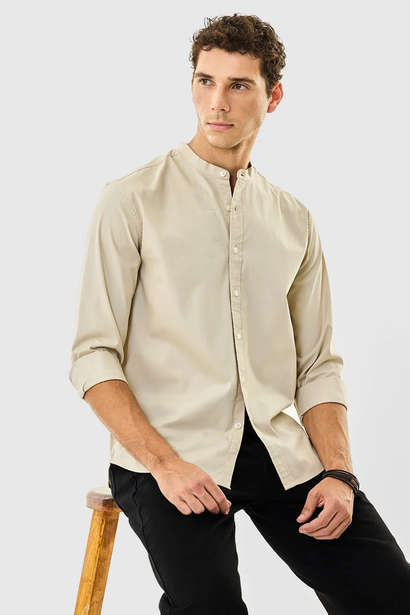 SNITCH Regular Fit Chinese Collar Oxford Shirt