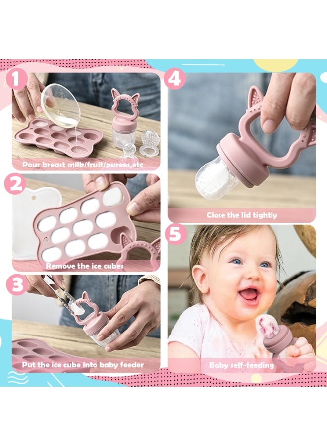 DMG TECH Baby Food Feeder Set, Baby Food,Breastmilk Popsicle Molds for Baby Teething Relief, Toddler Pacifier, Silicone Baby Food Freezer Tray Storage Containers,BPA Free,Dishwasher Safe,3 Month+ - Image 4