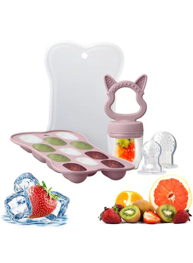 DMG TECH Baby Food Feeder Set, Baby Food,Breastmilk Popsicle Molds for Baby Teething Relief, Toddler Pacifier, Silicone Baby Food Freezer Tray Storage Containers,BPA Free,Dishwasher Safe,3 Month+ - Image 1