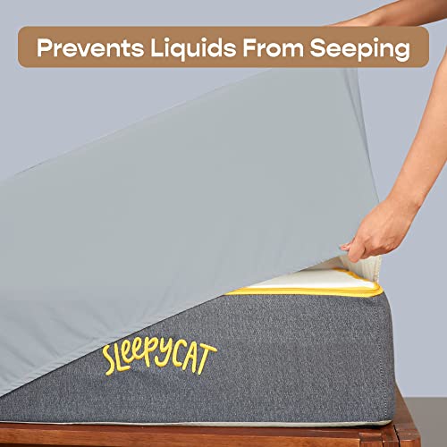 SleepyCat Waterproof Ultra Soft Mattress Protector | Cotton Feel Fitted Cover for Queen Bed | Breathable, Hypoallergenic & Durable Protection | 78x60 Inches | Grey - Image 5