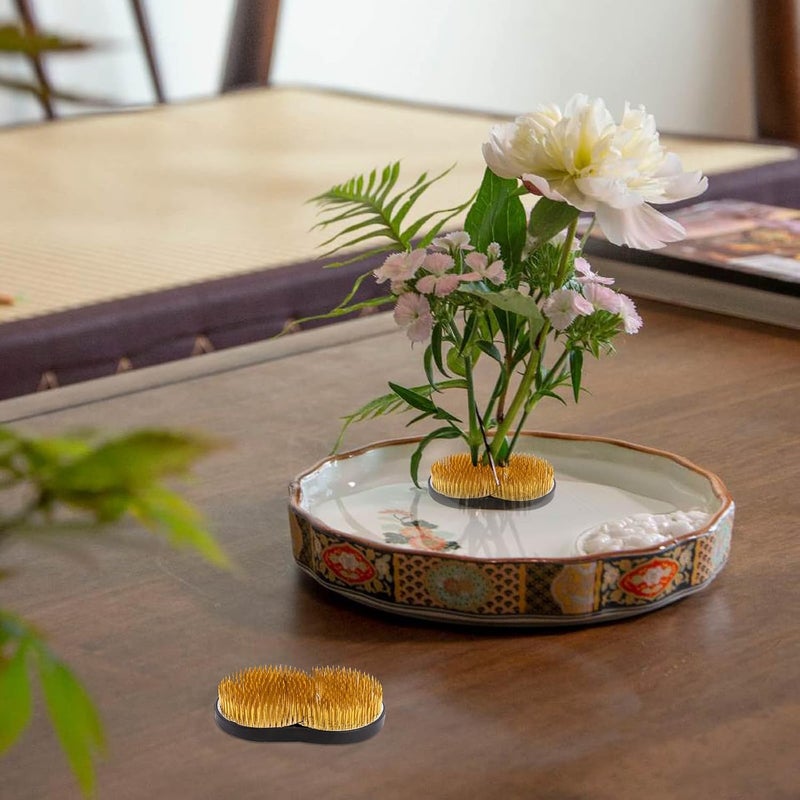 Tinsky Sun and Moon Ikebana Kenzan Round Flower Arrangers Frog Flower Fixed Tools Japanese Flower Holder Floral Arrangement Pin for Flower Arrangement Vase, Plant Fixation, Plant Decoration - Image 4