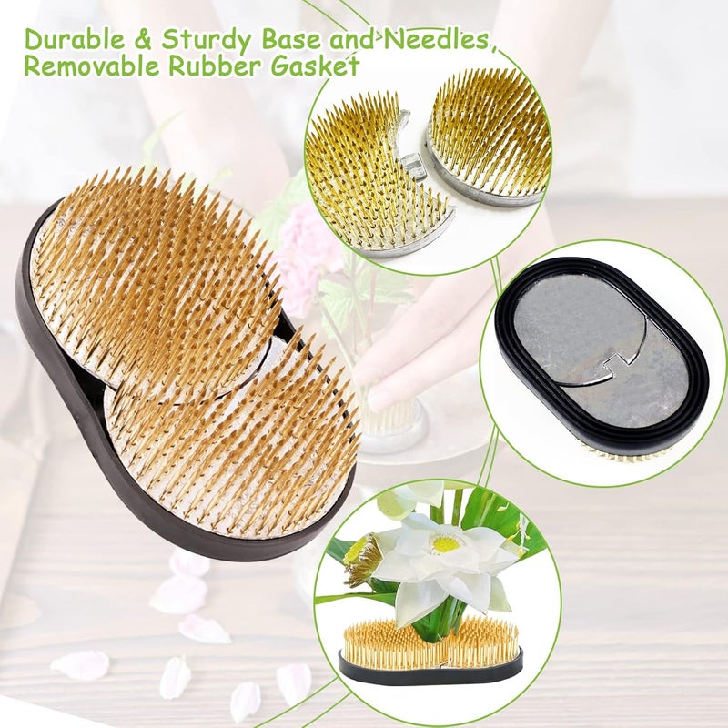 Tinsky Sun and Moon Ikebana Kenzan Round Flower Arrangers Frog Flower Fixed Tools Japanese Flower Holder Floral Arrangement Pin for Flower Arrangement Vase, Plant Fixation, Plant Decoration - Image 3