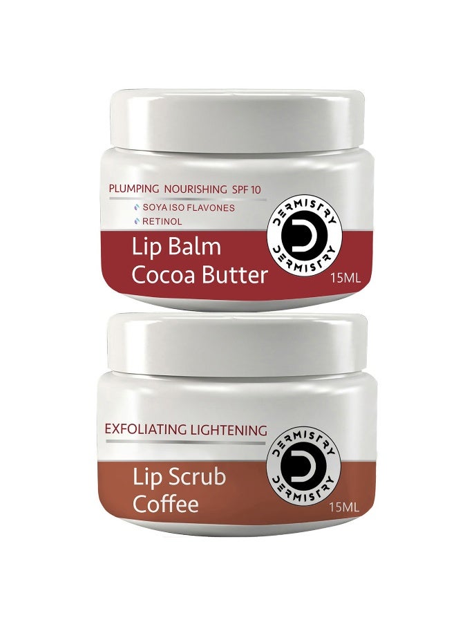 DERMISTRY Cocoa Butter Lip Balm & Coffee Lip Scrub Pack for Women - Image 1