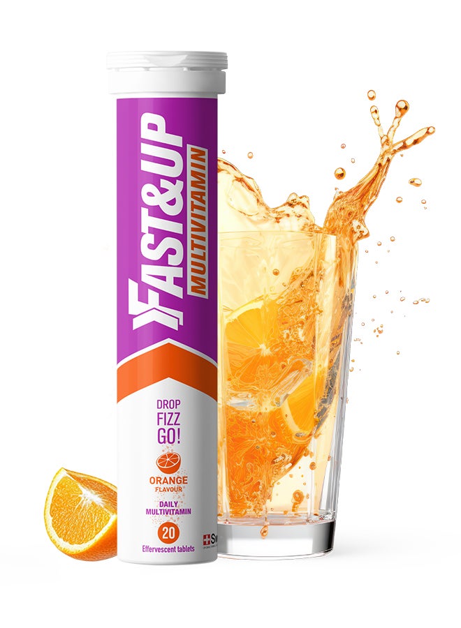 FAST&UP Multivitamins for all day energy with 20 Multivitamins + Minerals + Beetroot - Tangy Orange Flavour - Image 1