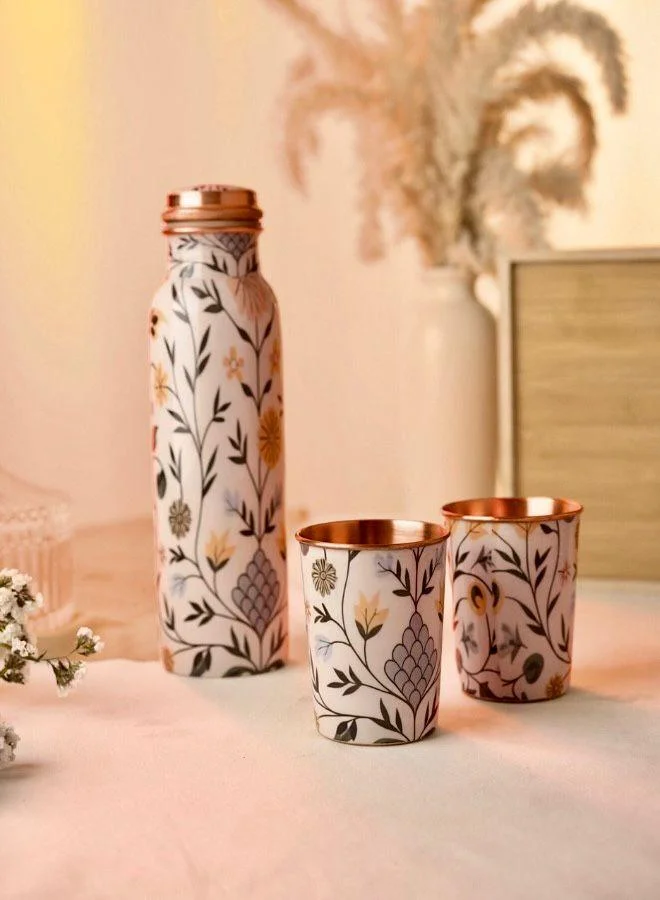 Casa Quesera Elevate your hydration experience with this beautifully handmade copper bottle and glasses set, crafted for both style and wellness. Known for its natural antibacterial properties and ability to keep water fresh and cool, copper drinkware is perfect for daily use or special occasions. This elegant set features a durable, polished copper bottle paired with matching glasses, making it ideal for serving guests or gifting at weddings and housewarmings. Combining traditional craftsmanship with modern design, it’s a must-have for those who appreciate health benefits and timeless elegance in their kitchen or dining space.