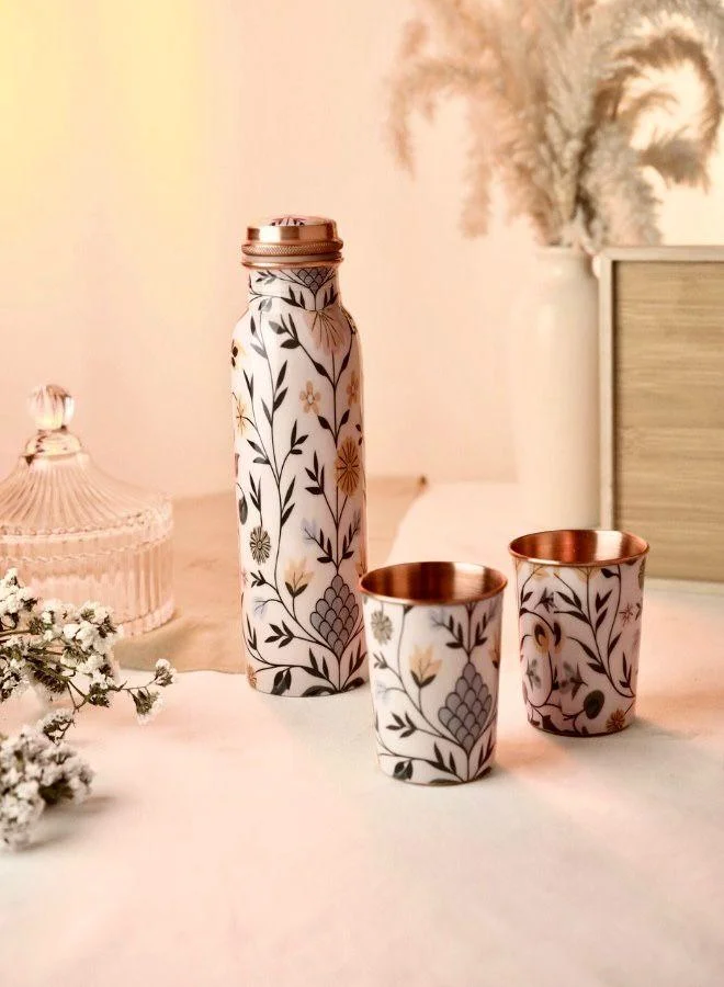 Casa Quesera Elevate your hydration experience with this beautifully handmade copper bottle and glasses set, crafted for both style and wellness. Known for its natural antibacterial properties and ability to keep water fresh and cool, copper drinkware is perfect for daily use or special occasions. This elegant set features a durable, polished copper bottle paired with matching glasses, making it ideal for serving guests or gifting at weddings and housewarmings. Combining traditional craftsmanship with modern design, it’s a must-have for those who appreciate health benefits and timeless elegance in their kitchen or dining space.