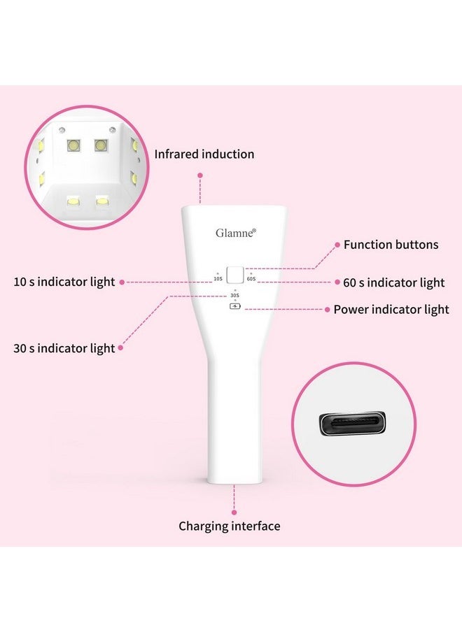 Glamne Uv Light For Nails Handheld Cordless Rechargeable Uv Lamp For Gel Nails Portale Mini Led Nail Dryer For Curing Gel Polish Nail Kit For Home Diy Manicure  - Image 5