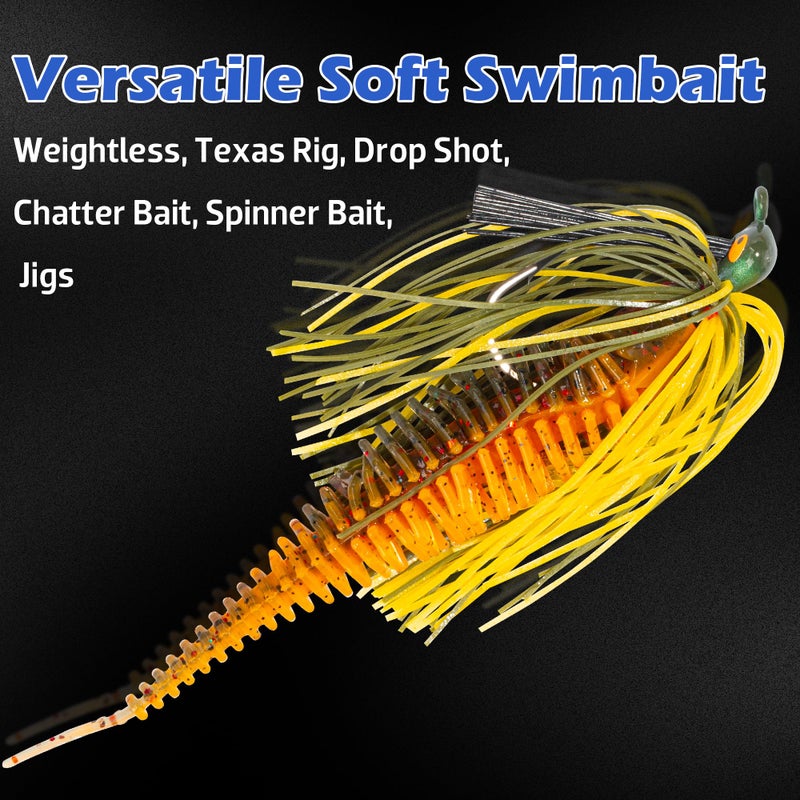 Bombrooster 20PCS Soft Plastic Worms 4.75â€, Ribbed Curly Tail Swimbait Fishing Lures for Bass, Finesse Soft Baits for Freshwater Bass Fishing - Image 3