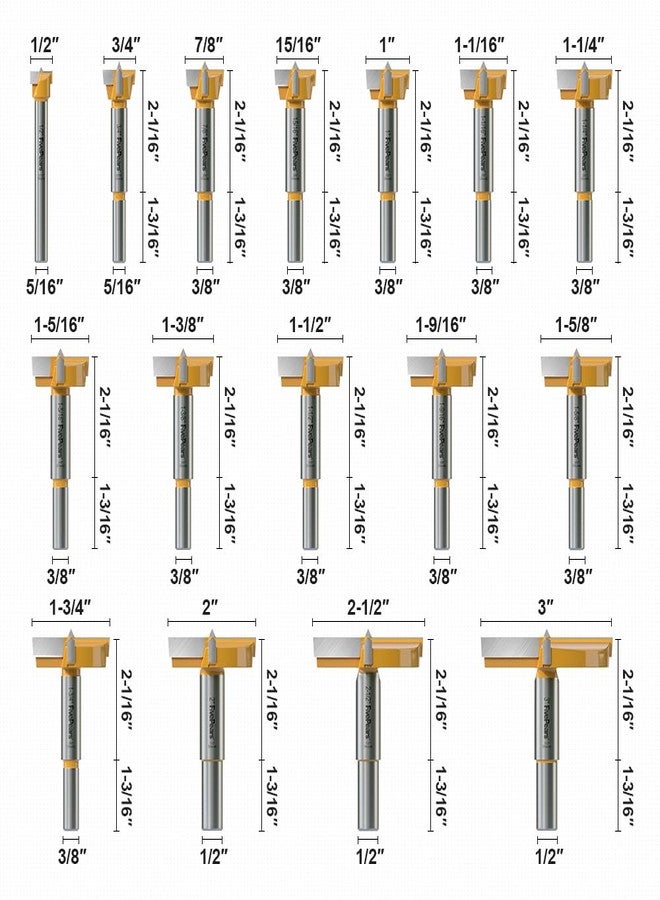 FivePears 16 Pcs Forstner Drill Bits Set, Carbide Tipped Wood Hole Saw Auger Opener, Hole Opener Hinge Hole Cutter for Woodworking, Plastic, Plywood Products - Image 3