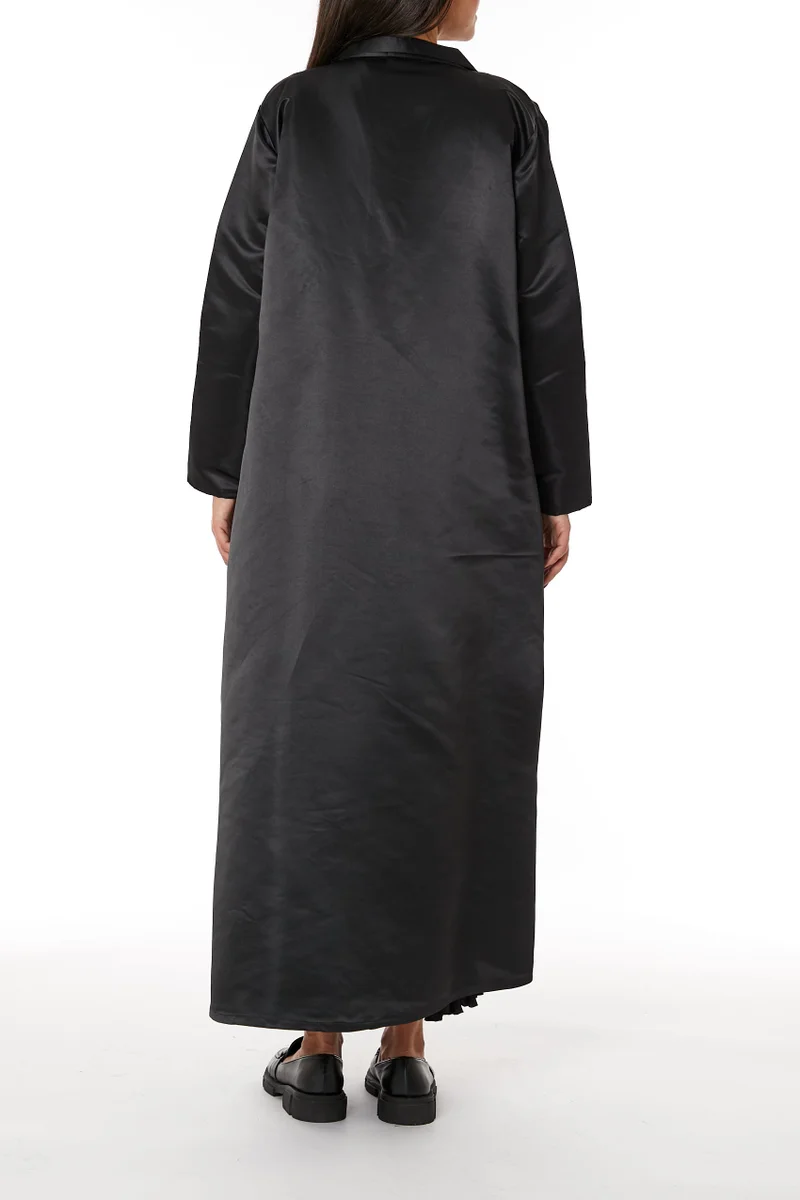 Moistreet  Lapel Collar  Satin Embroidered Abaya for Women | Best Price UAE