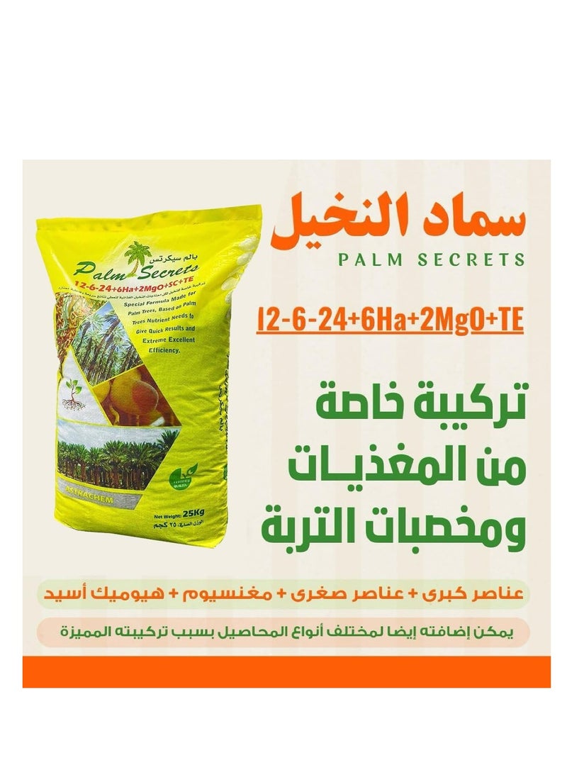 Generic Palm Secrets NPK 12-6-24, MgO 2%, TE 0.5%, Soil Conditioner 8%, Humic Acid 6%, Organic Matter 8% Fertilizer Special Formula Designed for Kajur/Date Palms Trees 25KG bag  - Image 2