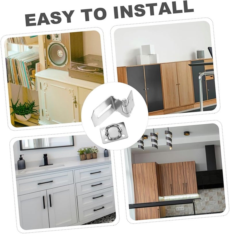 Heavy Duty Right Angle Cabinet Door Lock Hinge Padlock Latch Black - Image 4