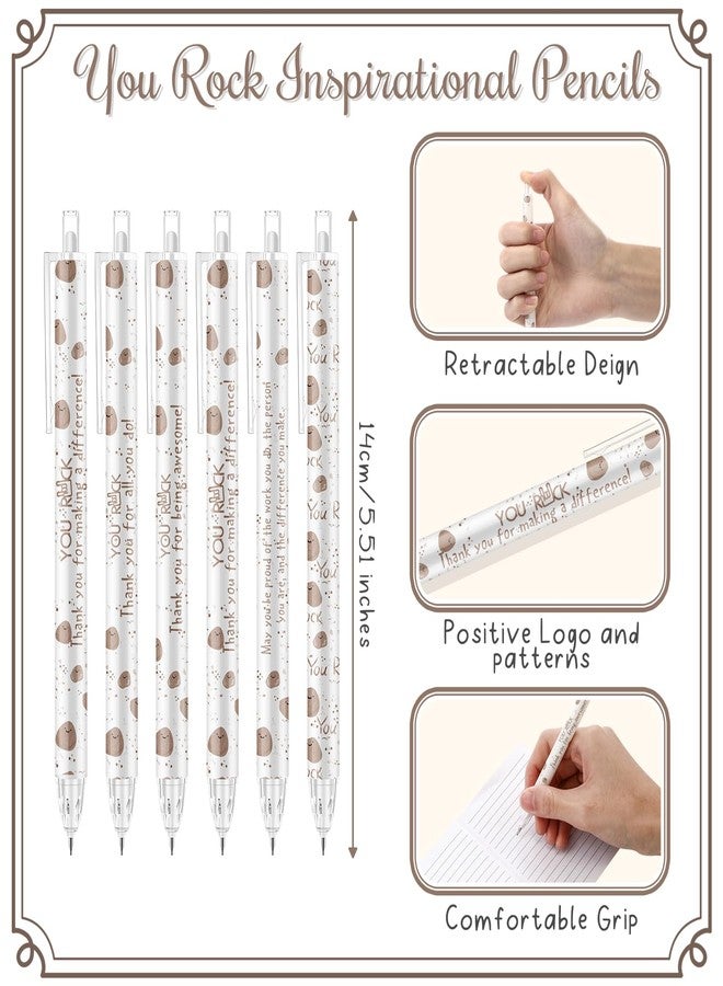 Sinload 36 Sets Inspirational You Rock Gifts Bulk Resin Smile Stone with Rock 0.7mm Mechanical Pencil Thank You Card Funny Pencil Employee Appreciation Gift for Coworker Staff Nurse Teacher Graduation - Image 2