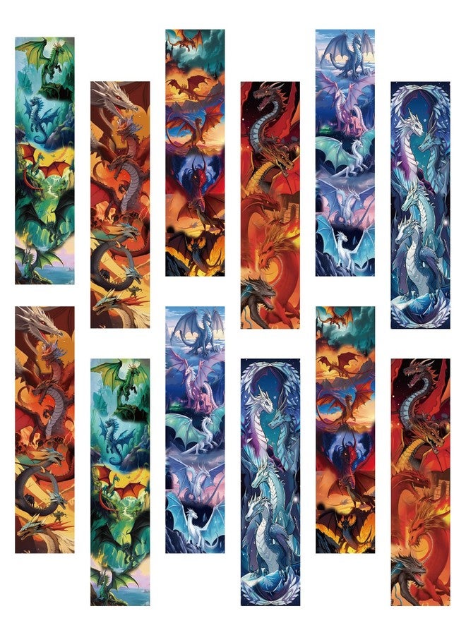 AFRITEE Bulk Vintage Dragon Bookmarks - 12 Pack Dragon Themed Paper Bookmarks Suitable for Kid and Teenagers, Red Cool Dragon Retro Bookmark Creative Gifts for Boys Teen Book Lovers - Image 1