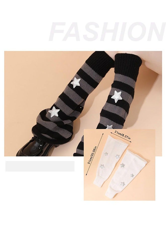 Muyixin تدفئة الساق للنساء الفتيات العصرية كومة الجوارب ستار نمط محبوك تدفئة الساق Y2k الجوارب Kawaii 80s اكسسوارات الحفلات الملابس - Image 5