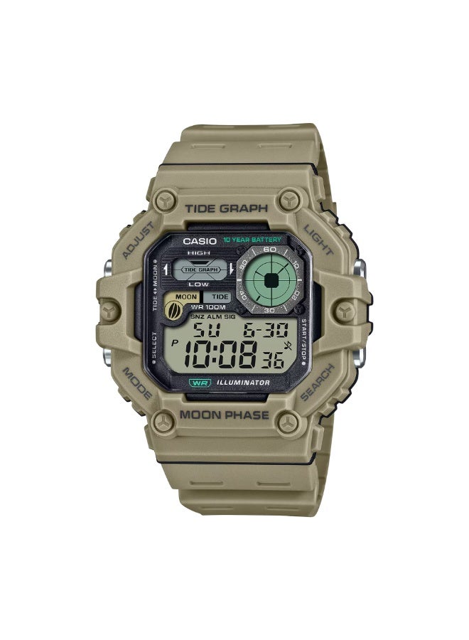 كاسيو ساعة كاسيو WS-1700H-5AVDF رقمية للمد والجزر ومراحل القمر للرجال – مقاومة للماء حتى 100 متر، مخطط للمد، عرض مراحل القمر، إضاءة LED، بطارية لمدة 10 سنوات، بحزام ريزين بني - Image 1