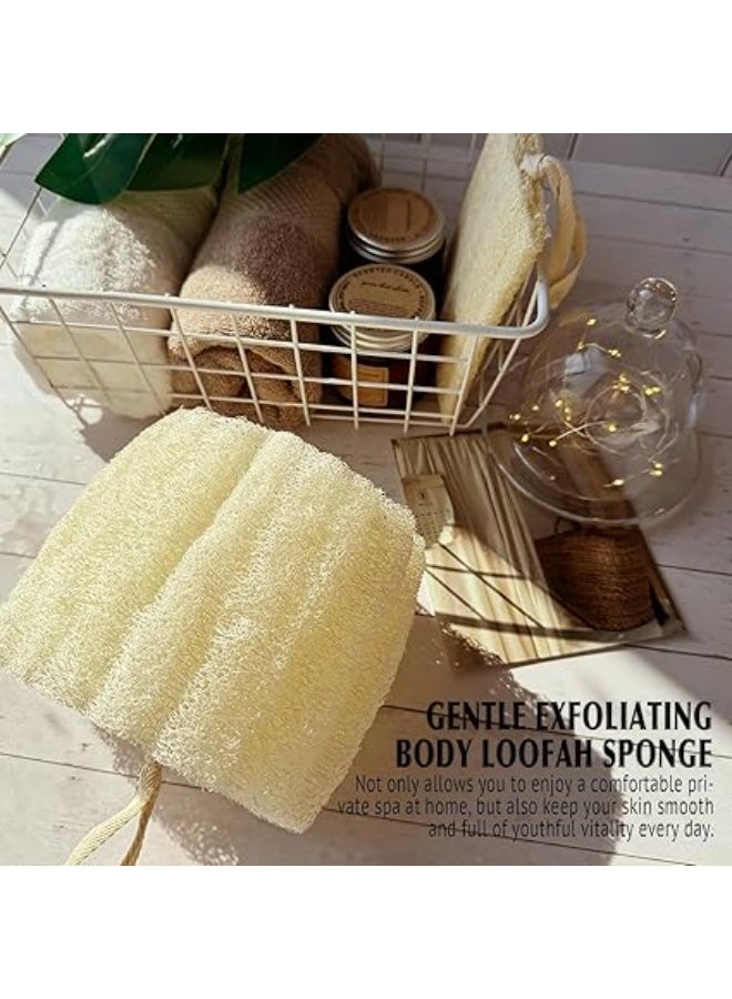 ليفة مصرية طبيعية كاملة من 38 إلى 45 سم، إسفنجة استحمام عضوية لتقشير الجسم، صديقة للبيئة وقابلة للتحلل البيولوجي لتنظيف عميق وبشرة ناعمة، خالية من المواد الكيميائية (قطعتان) - Image 3