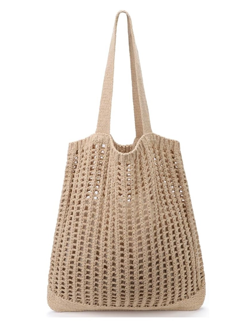 Excefore حقائب كروشيه للنساء حقيبة شاطئ صيفية بتصميم هيبي محبوك - Image 1