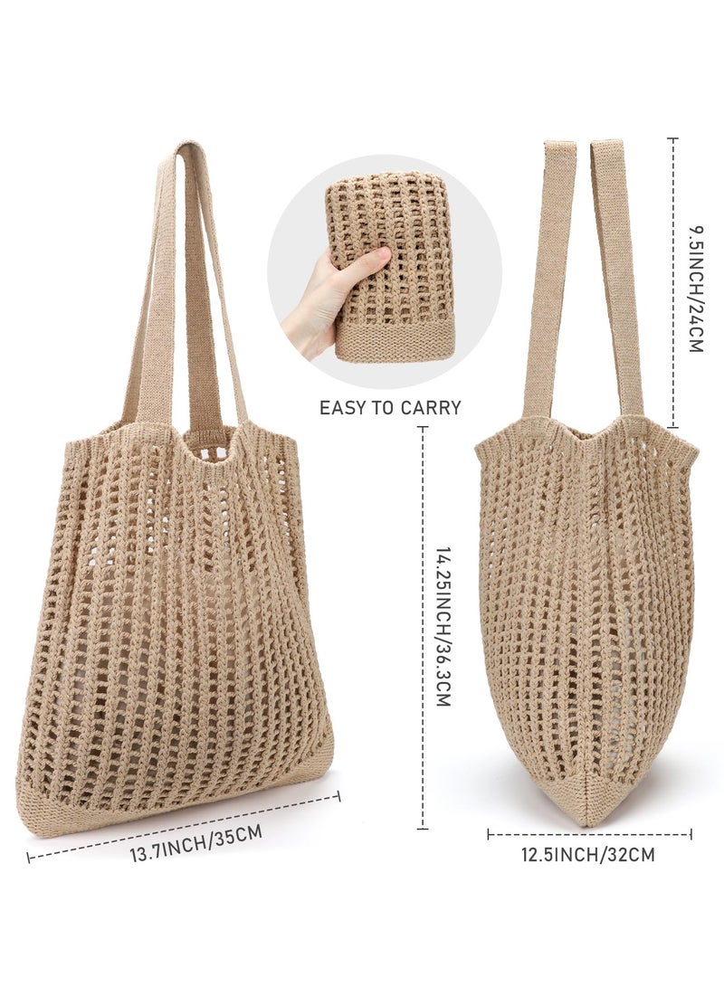 Excefore حقائب كروشيه للنساء حقيبة شاطئ صيفية بتصميم هيبي محبوك - Image 2