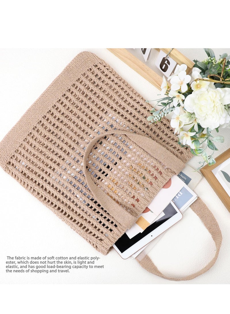 Excefore حقائب كروشيه للنساء حقيبة شاطئ صيفية بتصميم هيبي محبوك - Image 4