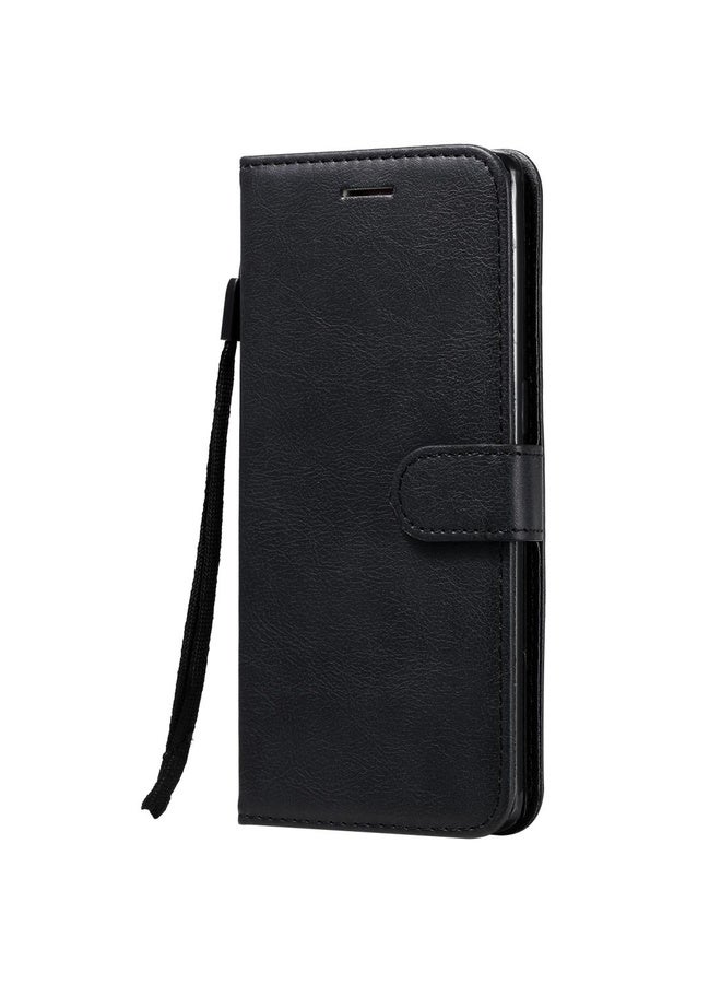 Case Cover For Oppo Reno4 Pro 5G Solid Color Horizontal Flip Protective Leather Case with Holder & Card Slots & Wallet & Photo Frame & Lanyard(Black)