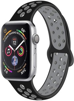 Rdx RDX Compatible Sport Band Apple Watch 42mm 44mm Silicone Strap Replacement Wristband iWatch Series 4/3/2/1 Nike- S/M - (Black/Grey) 