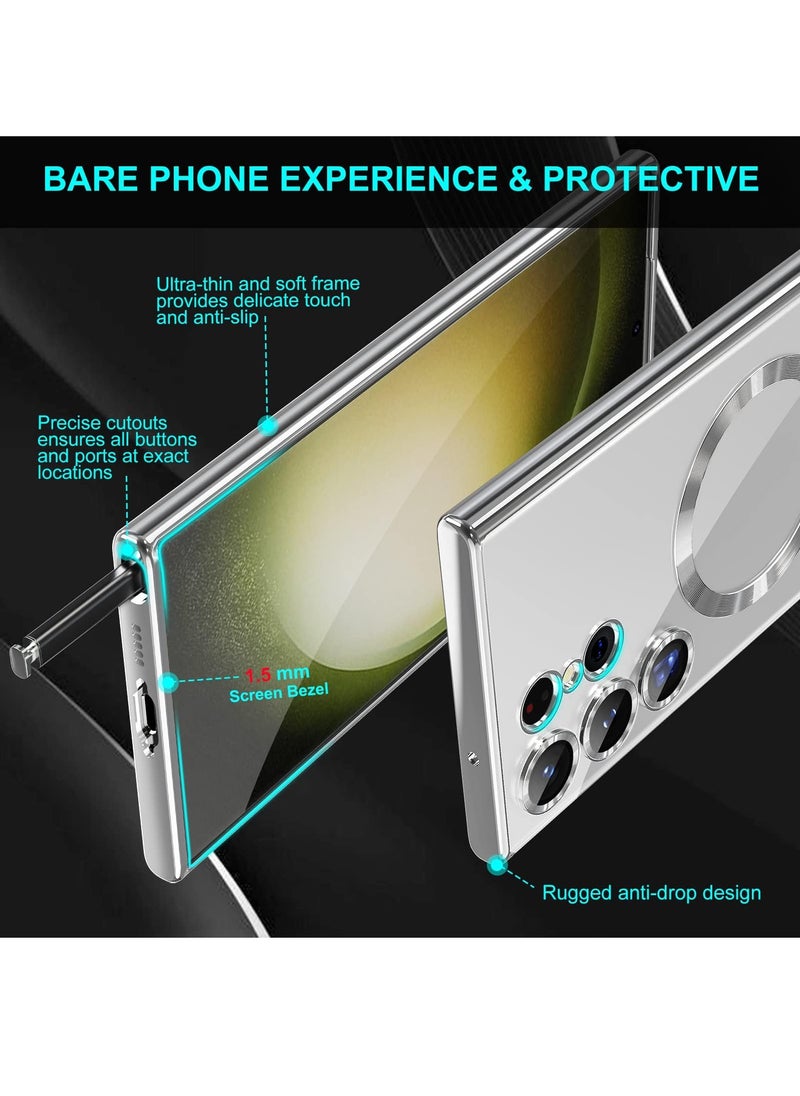 BORTONY - Samsung Galaxy S22 Ultra Case MagSafe Case Support Wireless Charging Thin Transparent Flexible Soft TPU Camera Lens Protector Shockproof Magnetic Cover - Image 1