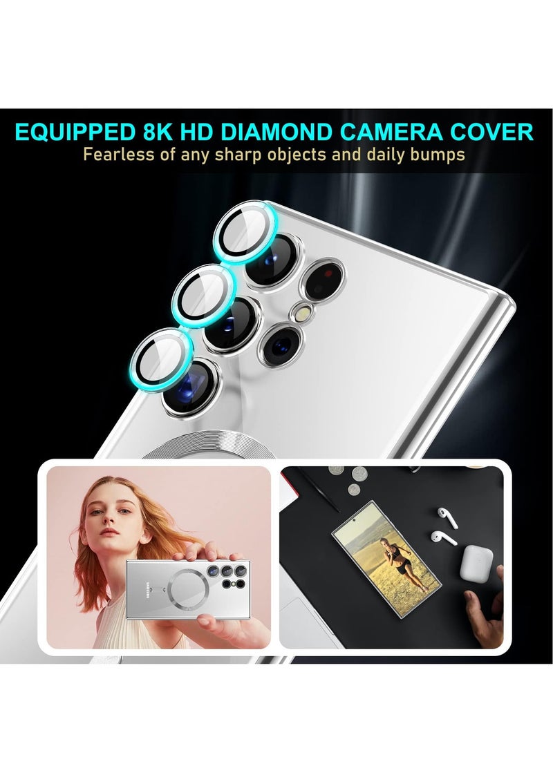 BORTONY - Samsung Galaxy S22 Ultra Case MagSafe Case Support Wireless Charging Thin Transparent Flexible Soft TPU Camera Lens Protector Shockproof Magnetic Cover - Image 1