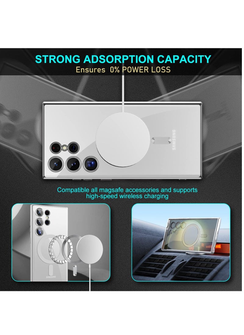 BORTONY - Samsung Galaxy S22 Ultra Case MagSafe Case Support Wireless Charging Thin Transparent Flexible Soft TPU Camera Lens Protector Shockproof Magnetic Cover - Image 1