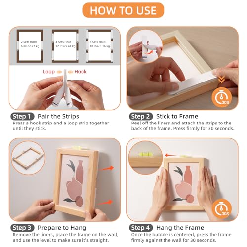 Trilancer Picture Hanging Strips Heavy Duty, Trilancer 20 Pairs(40 Strips) Damage-Free Adhesive Wall Hanging for Picture Frames,Wall Art,Decorations, No Nails or Tools Needed, Clean Removal for Smooth Surfaces - Image 3