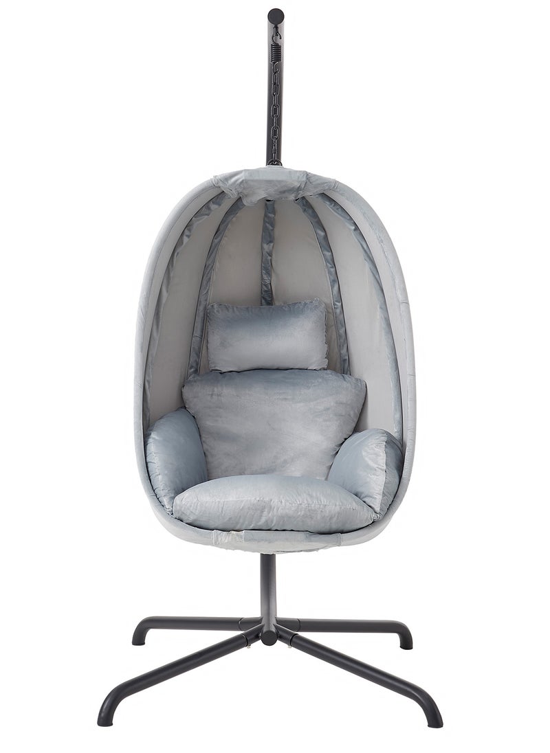 Sharpdo كرسي معلق مع إطار + وسادة Sitz ناعمة، حشوة جانبية، وسادة للجلوس والظهر، سلة معلق، داخلي وخارجي، سلة أرجوحة في الحديقة، كرسي معلق، قاعدة قوية - Image 1
