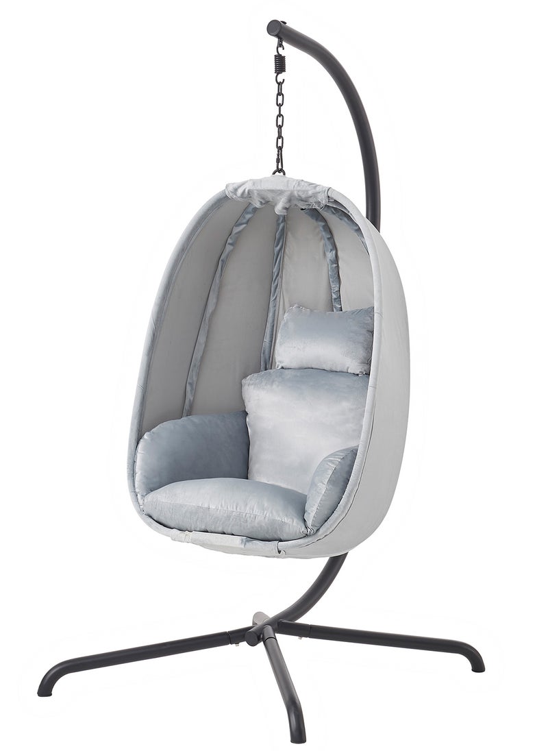 Sharpdo كرسي معلق مع إطار + وسادة Sitz ناعمة، حشوة جانبية، وسادة للجلوس والظهر، سلة معلق، داخلي وخارجي، سلة أرجوحة في الحديقة، كرسي معلق، قاعدة قوية - Image 2