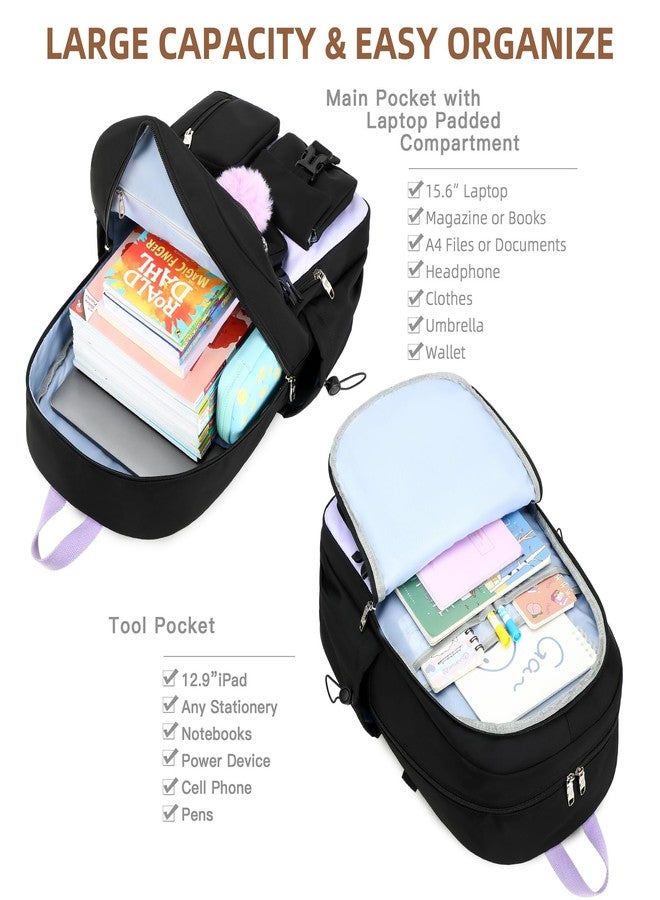LXYGD Laptop Backpack 15.6 Inch Kids School Bag College Backpacks Travel Back Pack Large Bookbags for Teens Girls Women, Beige Khaki, 12.2 x 5.9 x 17.8 inches - Image 3