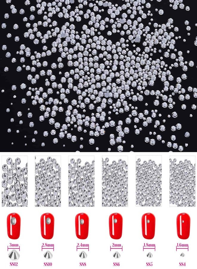 أوداب أحجار الراين للأظافر، أوداب 5184 قطعة من أحجار الراين الكريستالية لتزيين الأظافر، أحجار كريمة للأظافر، ماس مع أداة التقاط أحجار الراين للأظافر الأكريليك، زينة مجوهرات - Image 4
