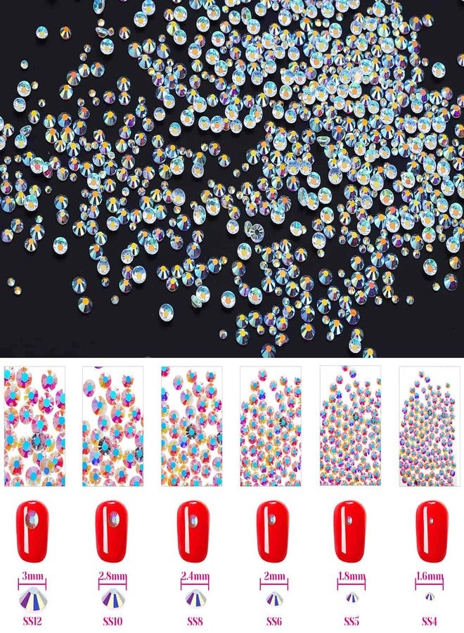 أوداب أحجار الراين للأظافر، أوداب 5184 قطعة من أحجار الراين الكريستالية لتزيين الأظافر، أحجار كريمة للأظافر، ماس مع أداة التقاط أحجار الراين للأظافر الأكريليك، زينة مجوهرات - Image 3
