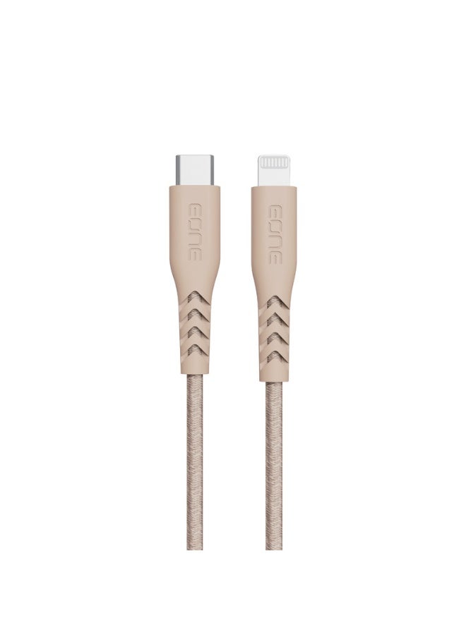 إيون كابل EONE USB-C إلى Lightning بطول 1.2 متر لون صحراوي، كابل شحن سريع PD معتمد MFi من Apple، تصميم نايلون مجدول متين لأجهزة iPhone وiPad - Image 1